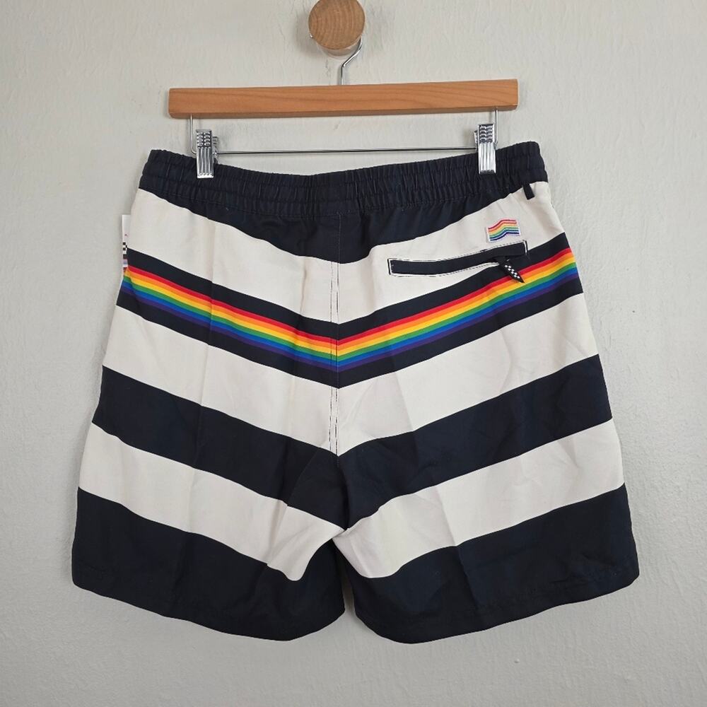 Vans Pride Collection Rainbow Striped Volley Swim Shorts Black Cream Medium NWT - Picture 9 of 11